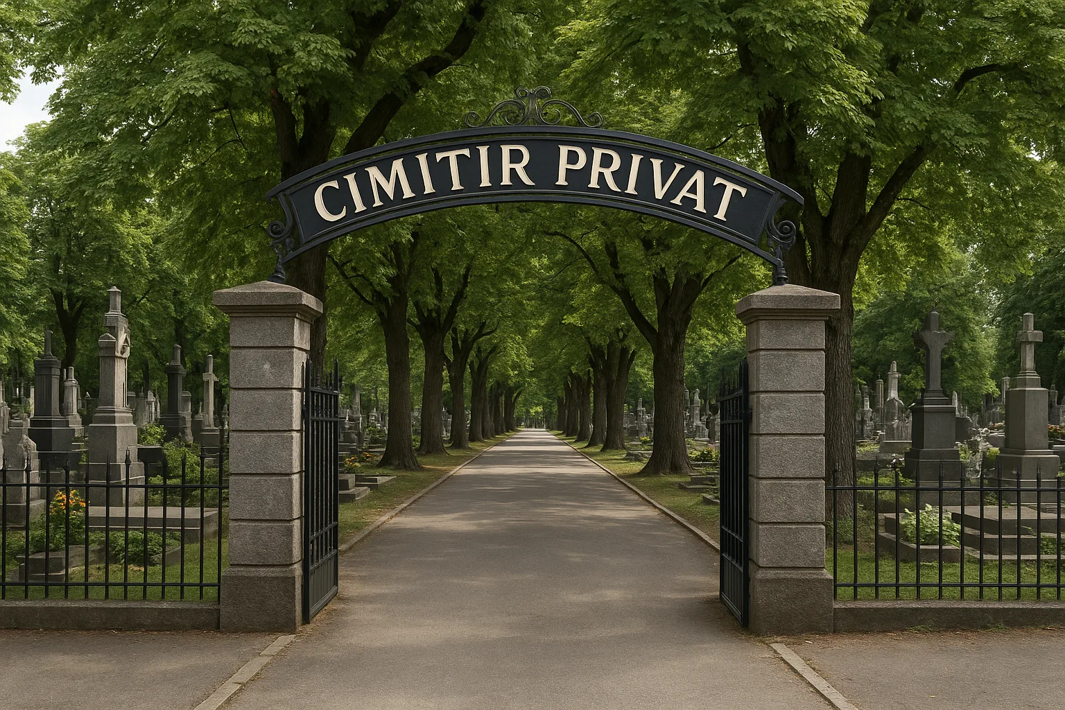 Monumente funerare din granit 4 intrare cimitir privat